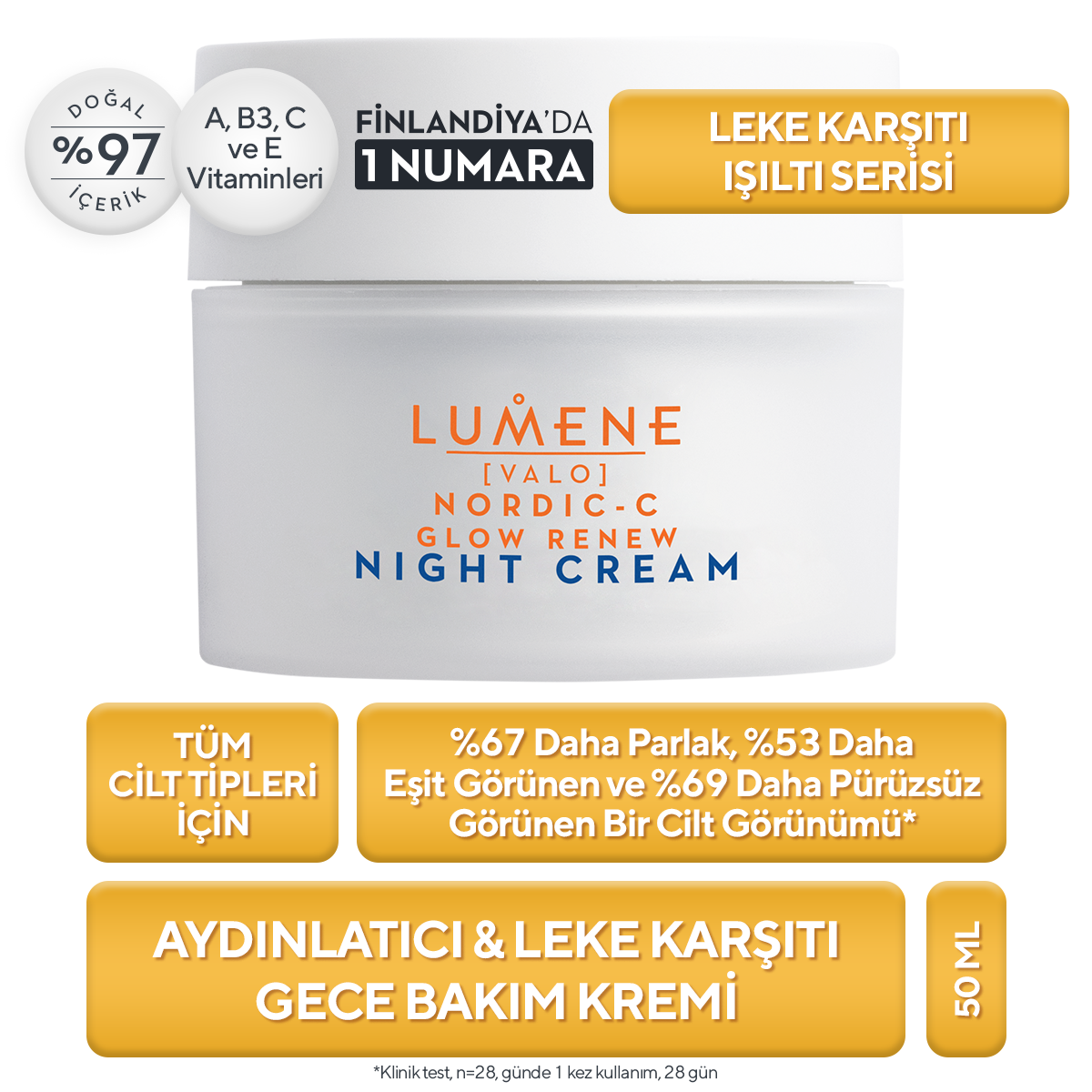 Vitamin C Aydınlatıcı & Leke Karşıtı Gece Bakım Kremi 50 ML- Glow Renew Night Cream 